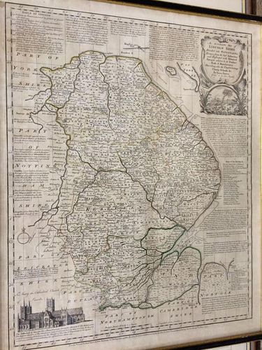Robert Morden Lincolnshire engraved hand coloured map, 37 x 43cm; with an Accurate Map of Lincolnshi