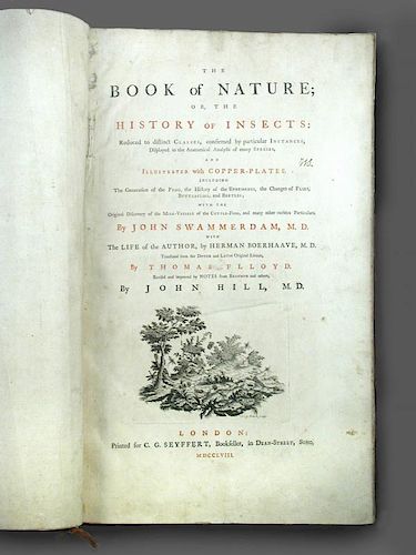 SWAMMERDAM (Dr John) The Book of Nature or The History of Insects, ... including the Generation of t