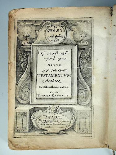 An Arabic New Testament, 1616.  Novum D. N. Iesu Christi Testamentum Arabice. Ex Bibliotheca Leidens