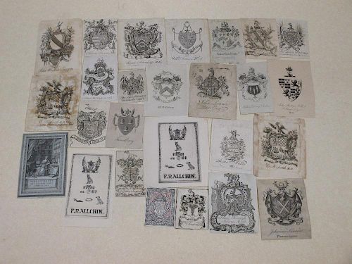 Armorial bookplates, a collection of about twenty six mainly 18th century library bookplates for Wil