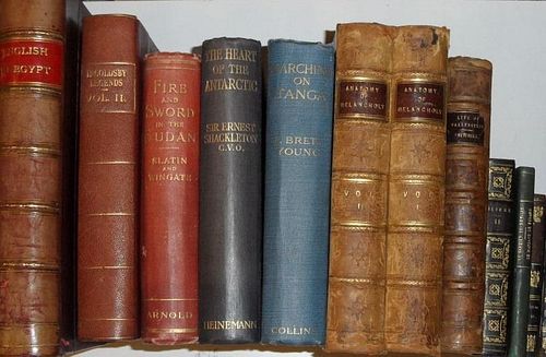 Literature - bindings etc., an assortment including some travel, pastimes, album of equestrian print