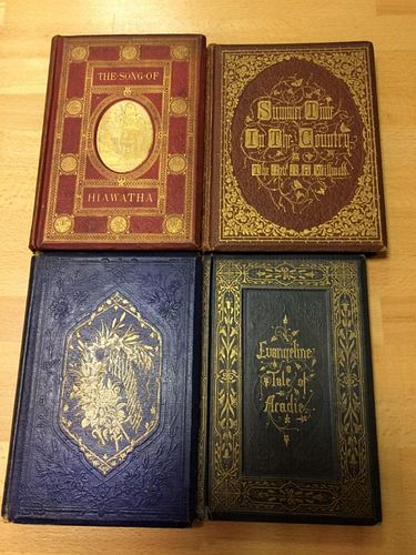 Literature with embossed covers, 19th century, thirteen various vols. 8vo or smaller, including two