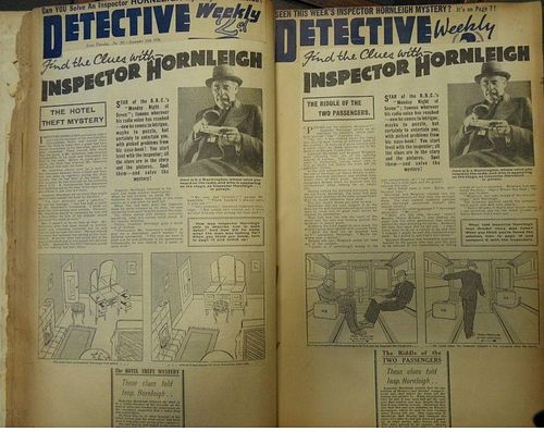 Inspector Hornleigh, a scrap album of newspaper cuttings, circa 1930s, of crime and mystery stories,