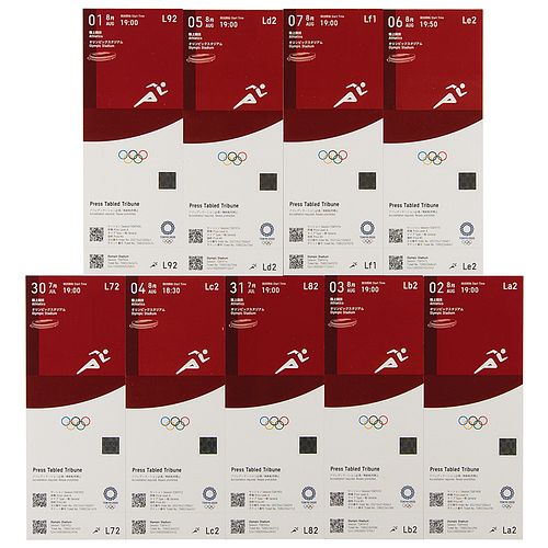 Tokyo 2020 Summer Olympics Track Tickets Complete Set of (9)