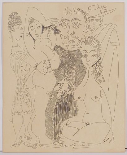Pablo Picasso, Attributed: Messieurs avec des Femmes
