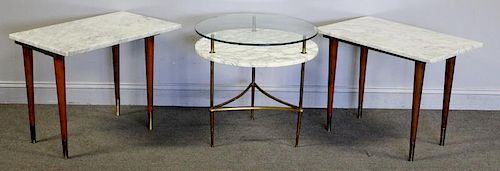 Midcentury Set of Marble Top End Tables.
