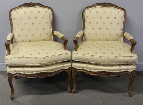 AUFFRAY & CO. Pair of Louis XV Style Arm Chairs.