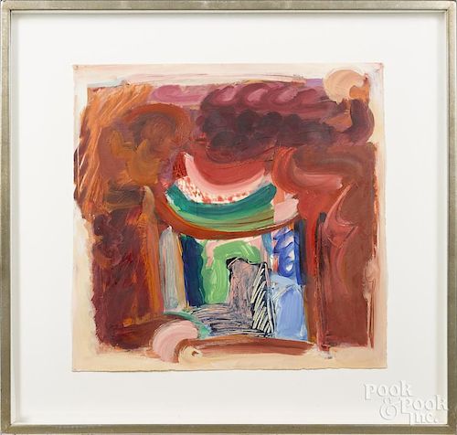 Barbara Rothenberg (American 20th/21st c.), oil on paper, titled Inside/Outside, 23'' x 23 1/2''.