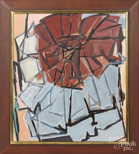Claire Seidl (American, b. 1952), oil on canvas geometric abstract, signed verso and dated 1988
