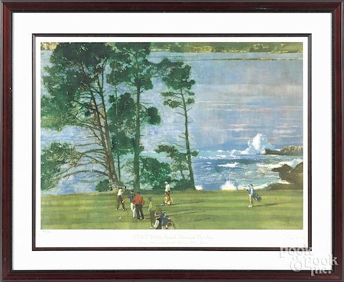 Lithograph of the AT&T Pebble Beach National Pro-Am, 21 3/4'' x 30 1/4''.