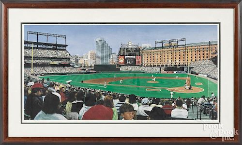 Timothy Kelly (American 20th/21st c.), lithograph of a baseball scene, signed lower right