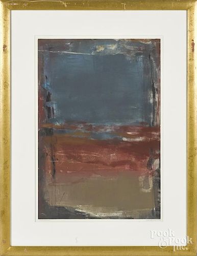 Anne Raymond (American 20th/21st c.), monotype, titled Cobalt Movement, signed lower right