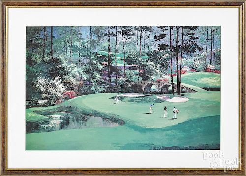 Three golfing lithographs, 19 1/2'' x 30 1/2'', 22'' x 28'', and 18 1/2'' x 24''.