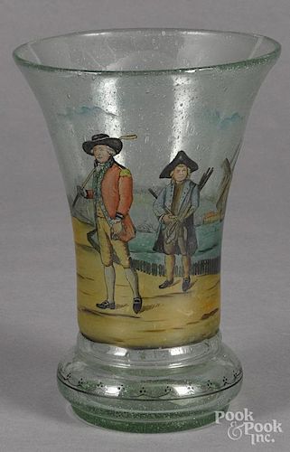 Dutch enameled glass vase, 8 3/4'' h.