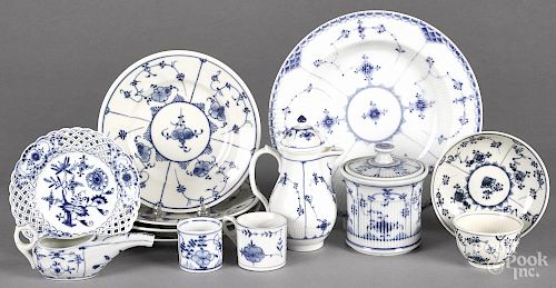 Early blue and white porcelain, 19th c., to include Meissen, blue onion, etc.
