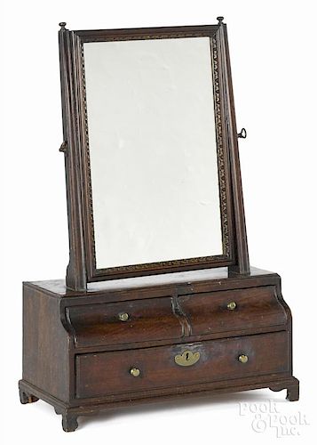 George III mahogany shaving mirror, mid 18th c., 24'' x 15''.