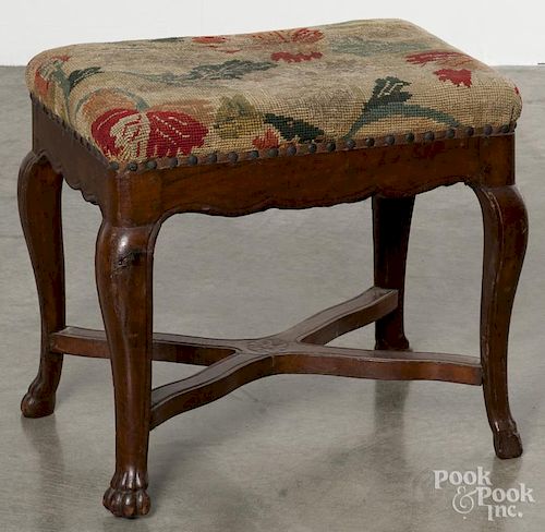 French mahogany foot stool, ca. 1800, 17'' h., 19'' w., 13 1/2'' d.