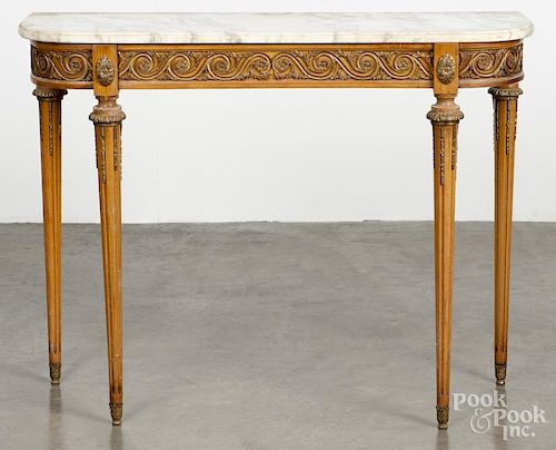 Italian marble top pier table, 20th c., 30'' h., 39'' w.