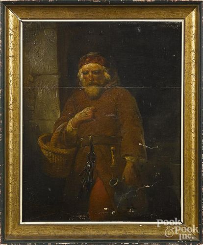 B. Watkauny (Continental 19th c.), oil on panel gentleman with a water jug, signed lower left.