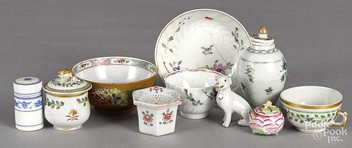 Chinese export porcelain, 18th/19th c., to include a small figure of a hound.