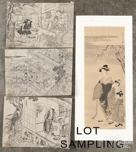 Early Japanese woodblock prints, (unframed). Provenance: Reading Public Museum.