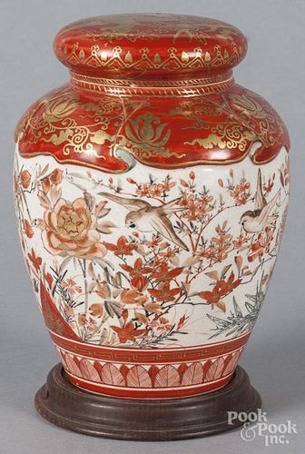 Japanese Satsuma jar and cover, early 20th c., 8 1/2'' h.