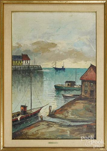 Oil on canvas Oriental port, mid 20th c., signed Menelaos, 36'' x 24''.