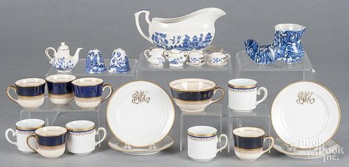 Blue and white porcelain, to include a miniature tea service.