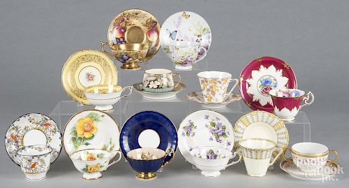 Twelve porcelain cups and saucers, to include Limoges, Paragon, Aynsley, etc.