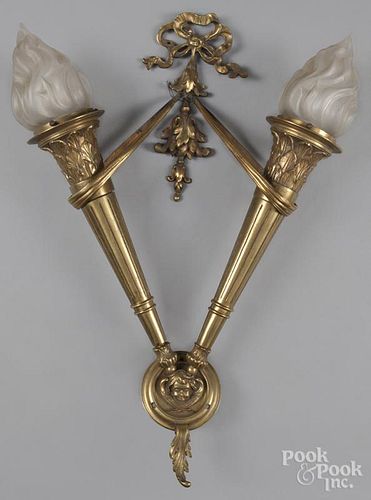 French gilt bronze wall light, early 20th c.