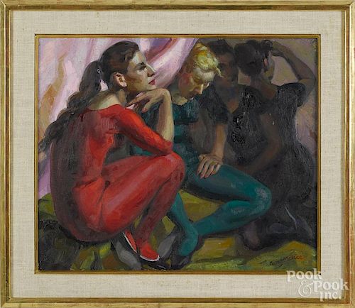 Juan Mingorance (Spanish/American 1906-1979), oil on canvas of Spanish dancers, signed lower right