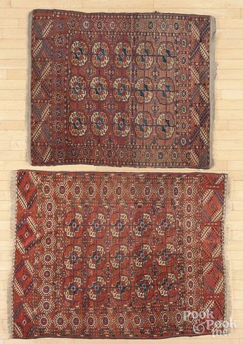 Two Turkoman mats, early 20th c., 4'6'' x 3'7'' and 4' x 3'3''.