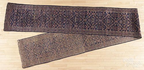Semi-antique Meshed runner, 18'10'' x 2'7''.