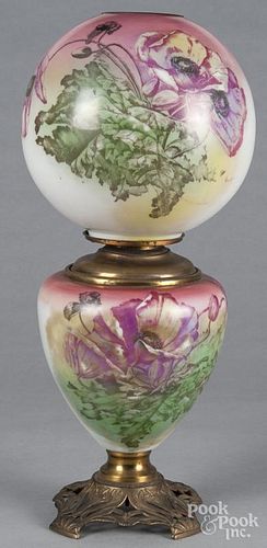 ''Gone with the Wind'' table lamp with a transfer decorated floral shade, 22'' h.