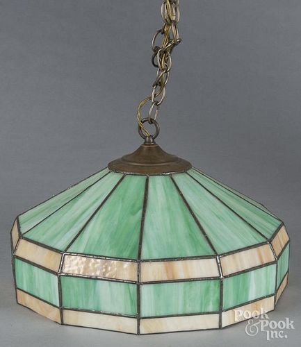 Leaded glass chandelier, mid 20th c., 17 1/2'' dia.