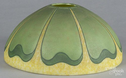 Art glass lamp shade, early 20th c., with obverse textured surface, 16 1/2'' dia.