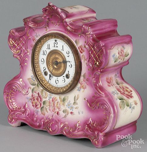 Ansonia mantel clock with a Dresden Extra case, 12 1/2'' h.