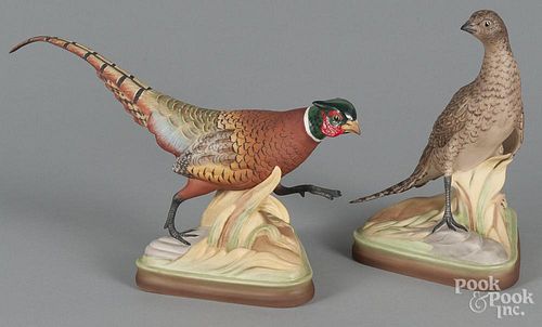 Pair of Boehm porcelain ring necked pheasants, 8 3/4'' h. and 8'' h.