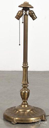Brass table lamp base, early 20th c., 30'' h.