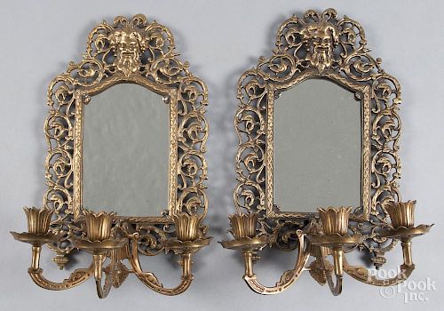 Pair of Bradley and Hubbard brass wall sconces, 15 1/2'' h.