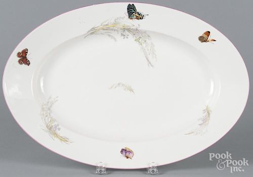 Haviland & Co. Limoges porcelain platter with butterfly decoration, 13 3/4'' l., 20'' w.