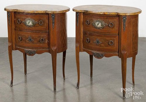 Pair of French marble top stands, early 20th c., 29'' h., 23 3/4'' w.