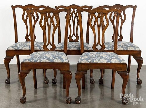 Set of seven George III style mahogany dining chairs.