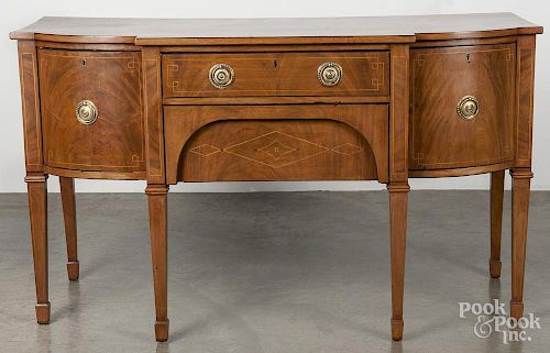 George IV mahogany sideboard, ca. 1800, with overall line inlay, 35 1/2'' h., 60 1/4'' w.