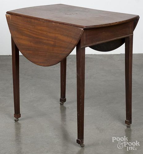 George III mahogany Pembroke table, late 18th c., 28 1/2'' h., 19 1/4'' w., 30'' d.