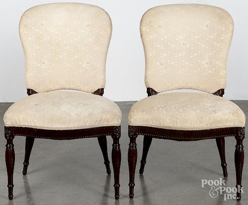 Pair of English Sheraton mahogany slipper chairs, 19th c.