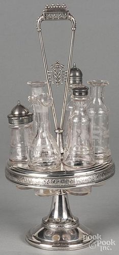 Silver-plated cruet set, ca. 1900, 16 1/2'' h.