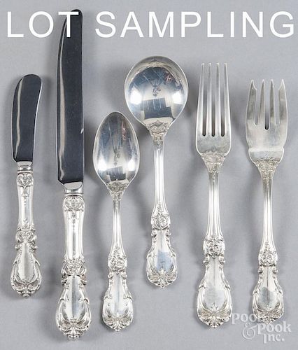 Reed and Barton Burgundy pattern sterling silver flatware service, sixty eight pieces, 82.5 ozt.