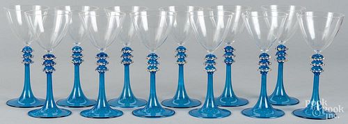 Twelve Venetian wine glasses, 8 1/4'' h.