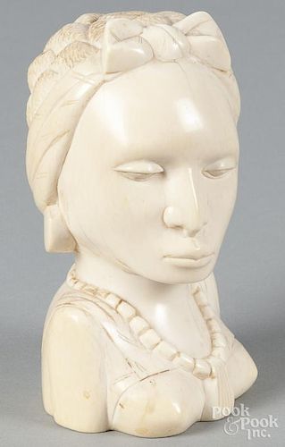 African carved ivory bust, early 20th c., 5 3/4'' h.